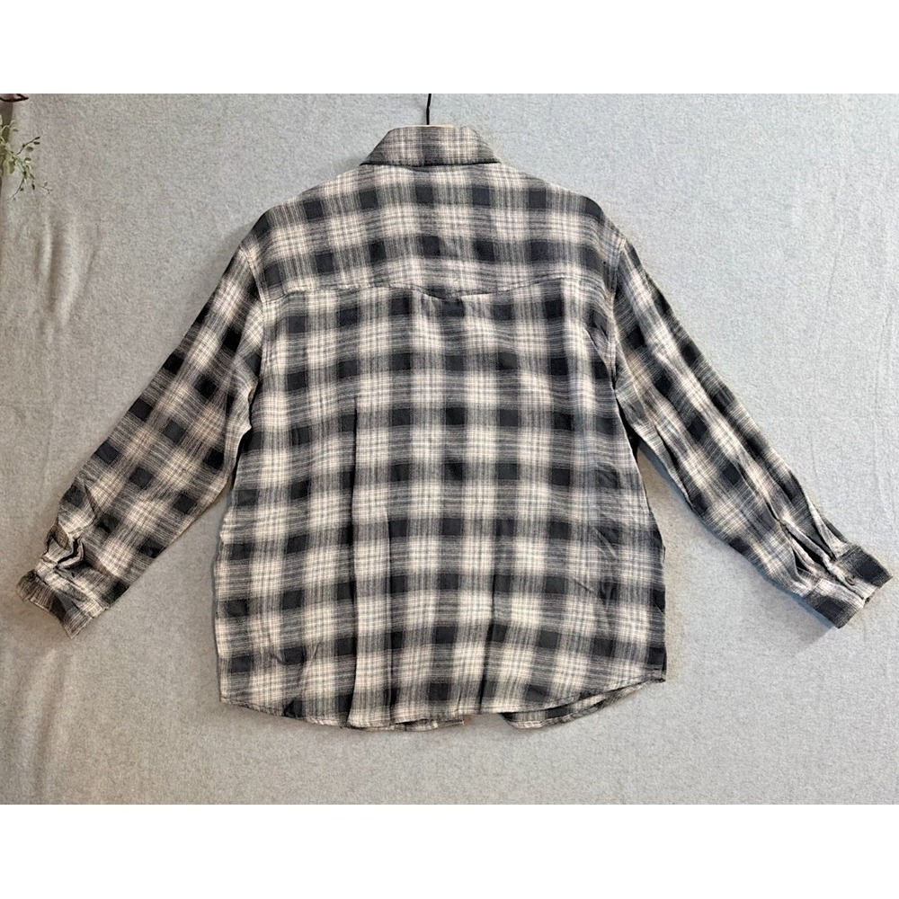 Wild Fable Oversized Flannel Shirt in Black Plaid w/ Pockets - Women's L - Picture 3 of 8